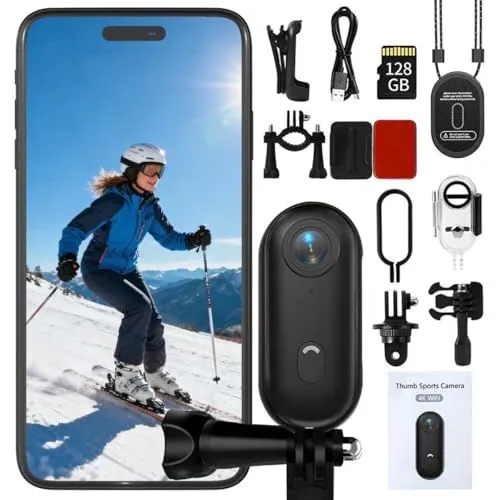 NUISK 4K Thumb Action Camera With 128GB Storage