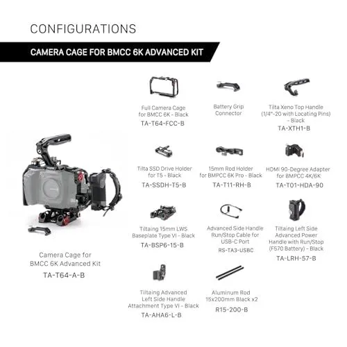 Tilta Camera Cage for BMCC 6K Advanced Kit Configuration Diagram