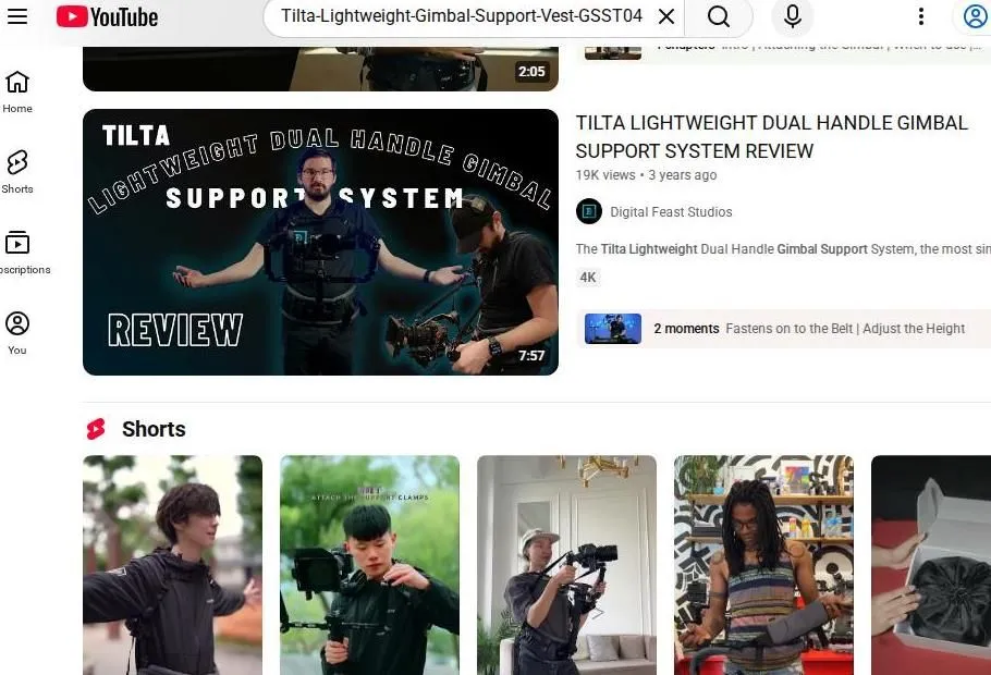 Tilta Lightweight Gimbal Support System YouTube Search