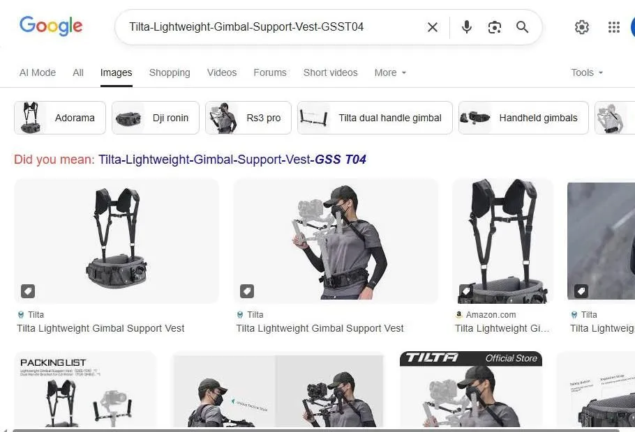Tilta Lightweight Gimbal Support Vest Search Results