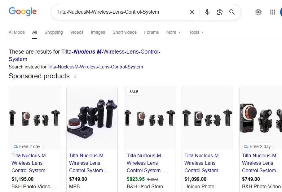 Tilta Nucleus-M Wireless Lens Control System Search Results