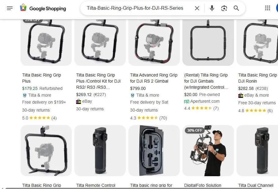 Tilta Ring Grip Product Search Results
