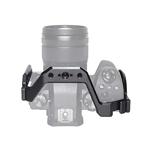 Top view of a camera cage mounted on a Panasonic camera