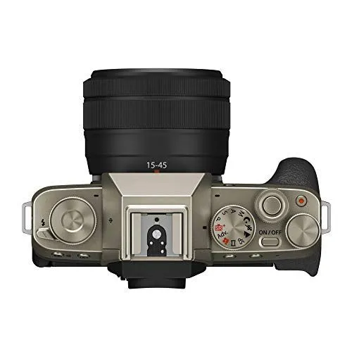 Top view of a Fujifilm mirrorless camera