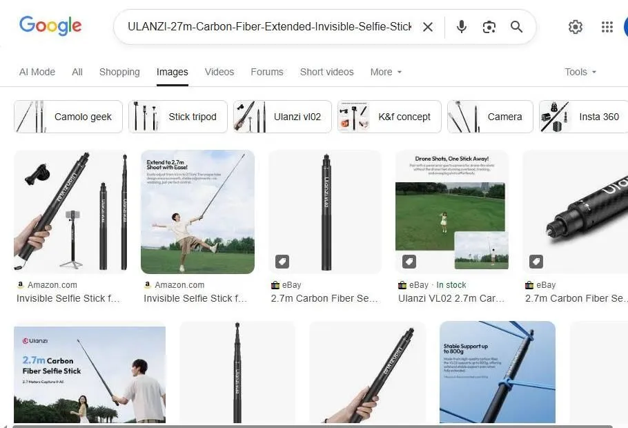 Ulanzi 2.7m Carbon Fiber Invisible Selfie Stick Google Search Results