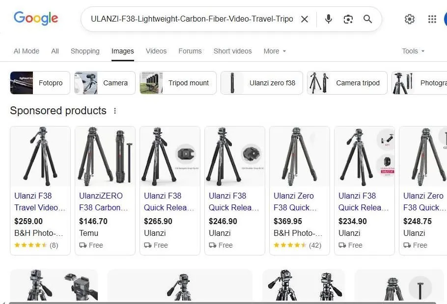 Ulanzi F38 Carbon Fiber Tripod Search Results