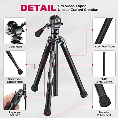 Ulanzi Pro Video Carbon Fiber Tripod Features