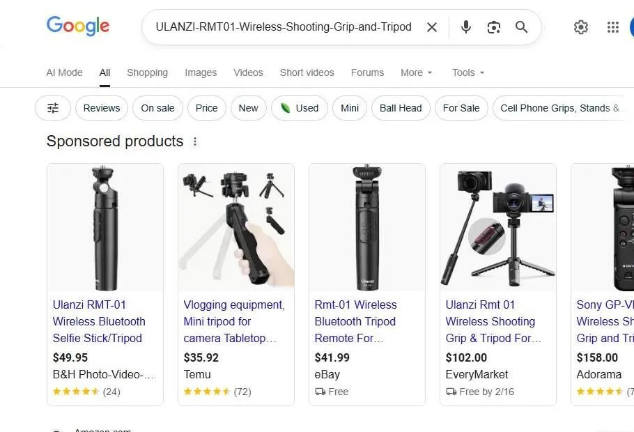 Ulanzi RMT-01 Wireless Shooting Grip Search Results