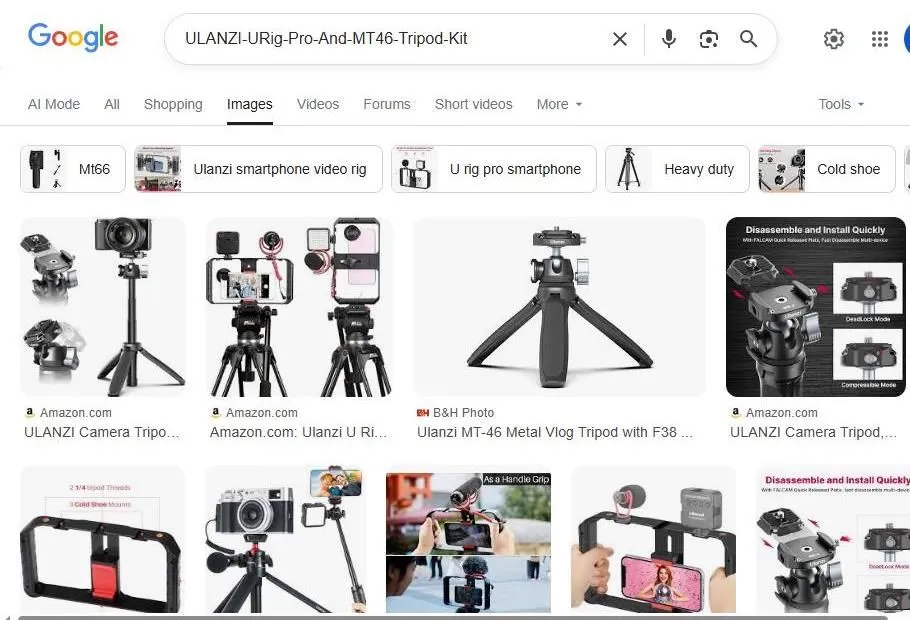 Ulanzi Smartphone Video Rig and Tripod Search Results