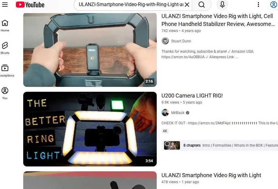 Ulanzi Smartphone Video Rig YouTube Search Results