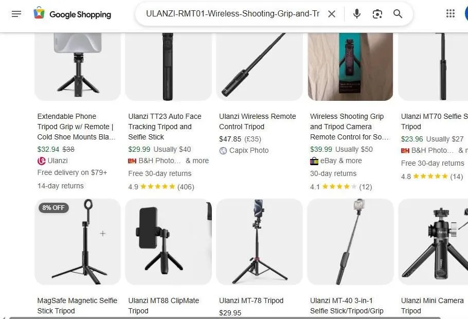 Ulanzi Tripod and Selfie Stick Search Results