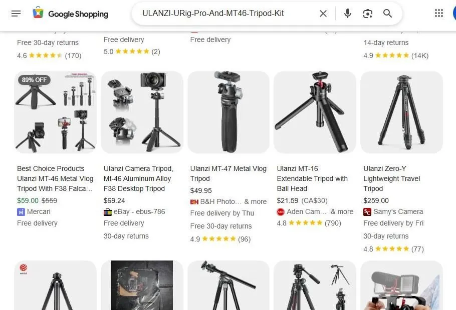 Ulanzi Tripod Product Search Results