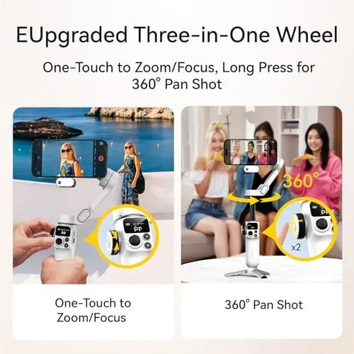 Upgraded Three-in-One Wheel Feature for Smartphone Gimbal