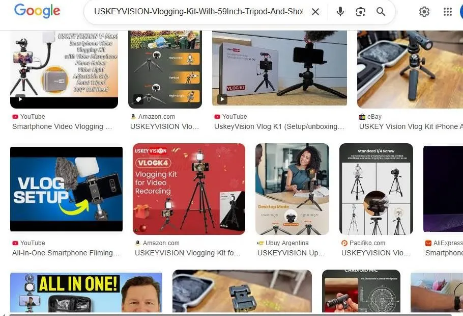 USKEYVISION Vlogging Kit Search Results