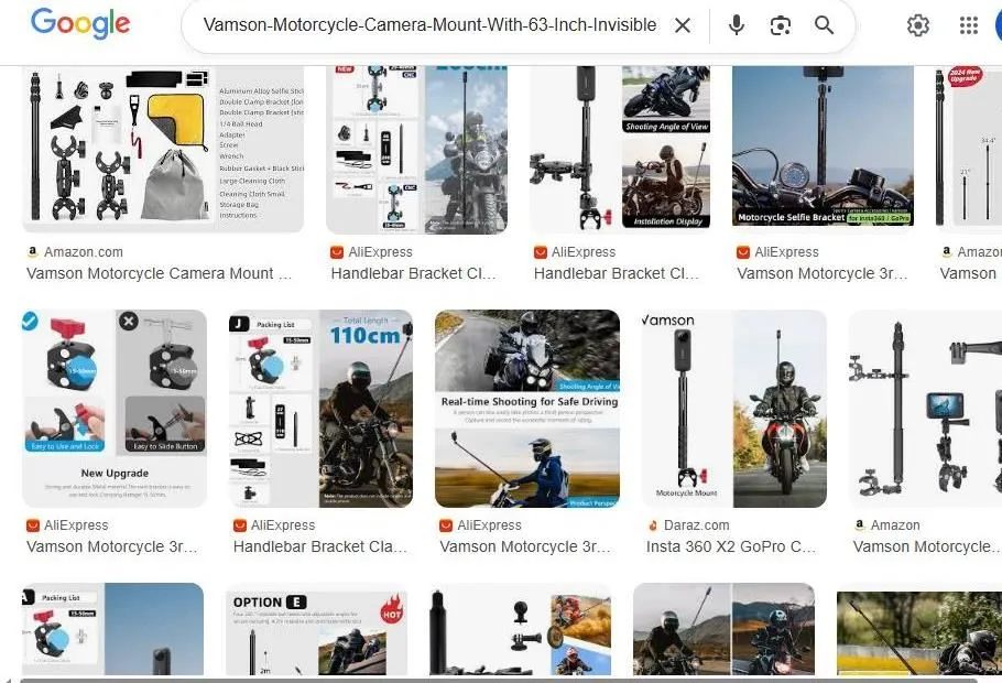 Vamson Motorcycle Camera Mount Search Results