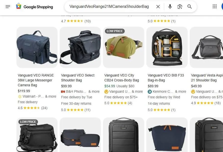 Vanguard Camera Bag Search Results