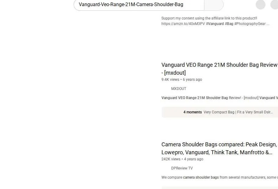 Vanguard Camera Bag Video Search Results