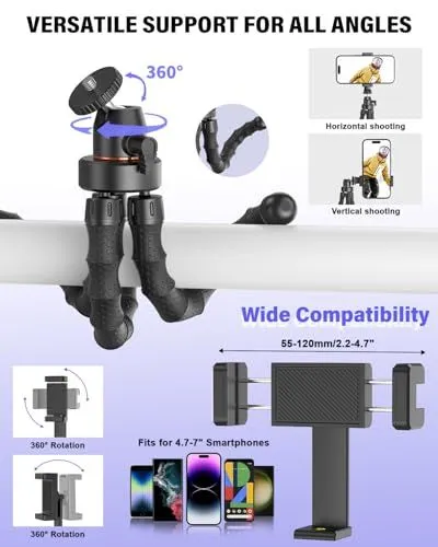 Versatile Flexible Tripod and Smartphone Mount