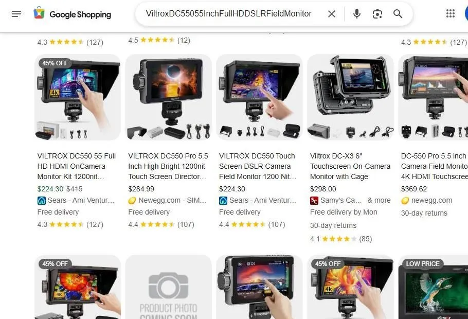 Viltrox DC-550 Camera Monitor Search Results