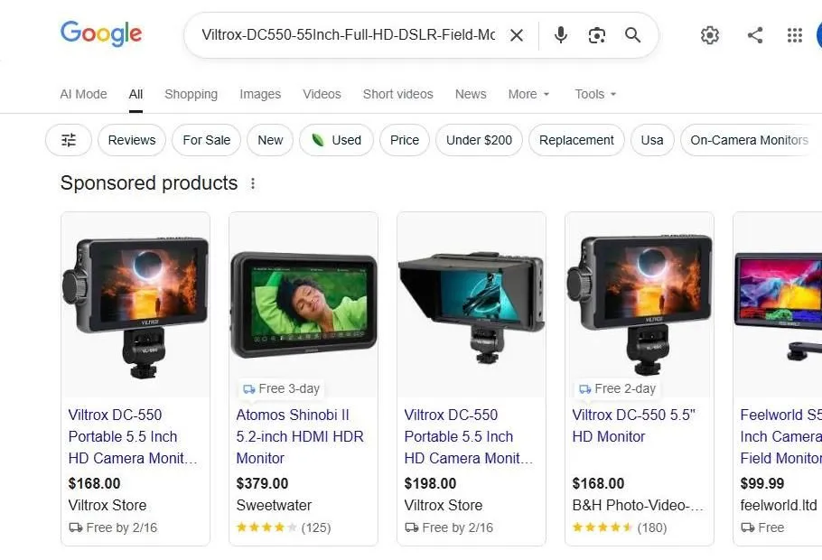 Viltrox DC-550 Field Monitor Google Search Results