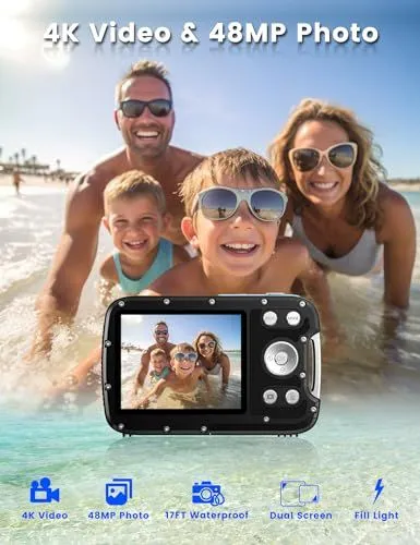 Waterproof Dual Screen 4K Digital Camera