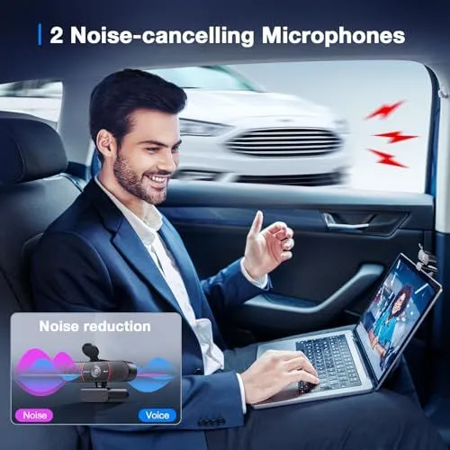 Webcam with Dual Noise Cancelling Microphones
