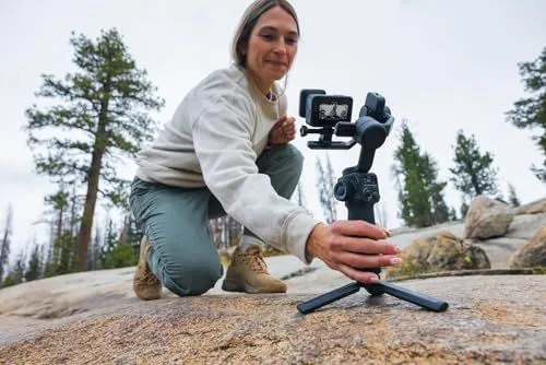 Woman Setting Up Gimbal