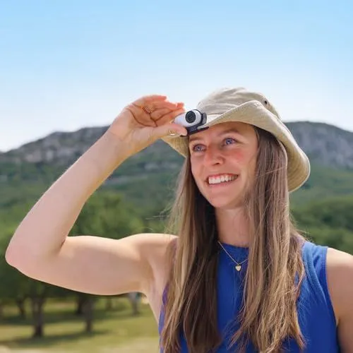 Woman Wearing Hat with Action Camera