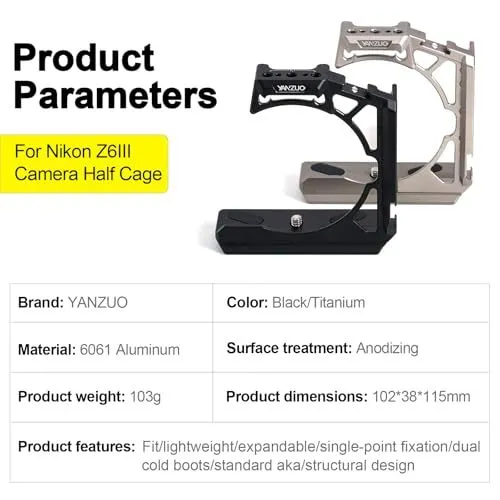 Yanzuo Half Cage for Nikon Z6III Specifications