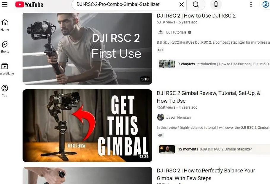YouTube Search Results for DJI RSC 2 Gimbal Stabilizer