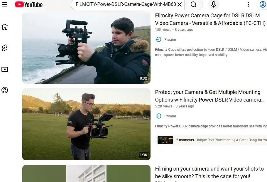 YouTube search results for Filmcity Power Camera Cage