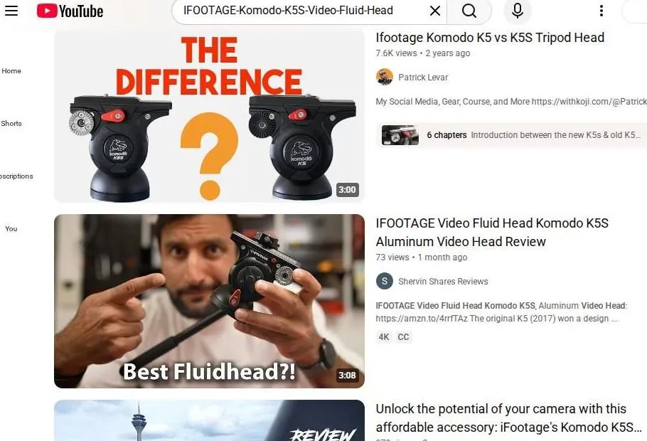YouTube Search Results for IFOOTAGE Komodo K5S Video Fluid Head