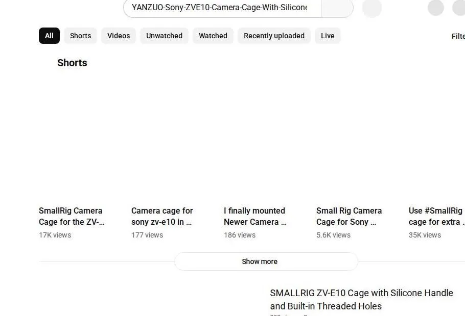 YouTube Search Results for Sony ZV-E10 Camera Cages