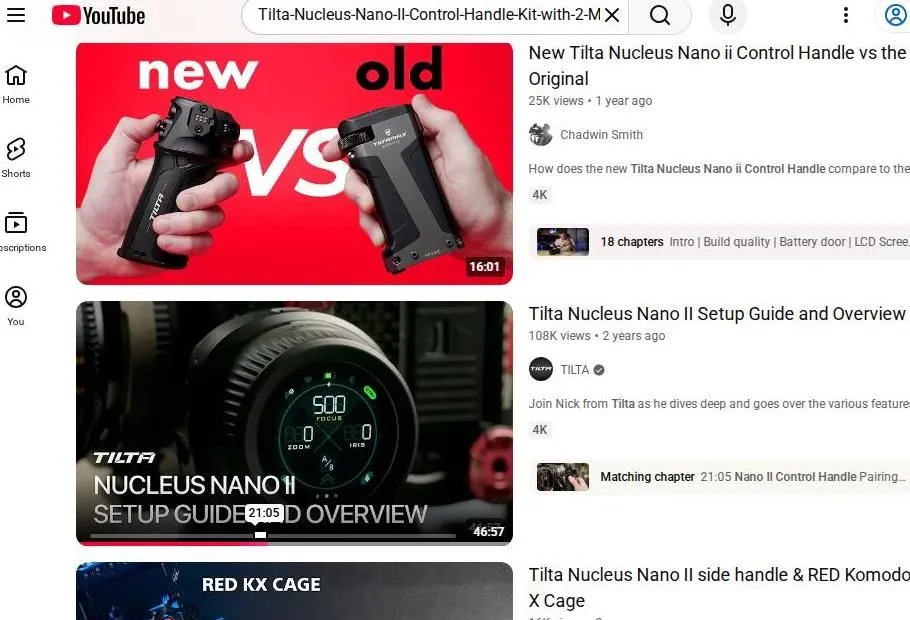 YouTube search results for Tilta Nucleus Nano II