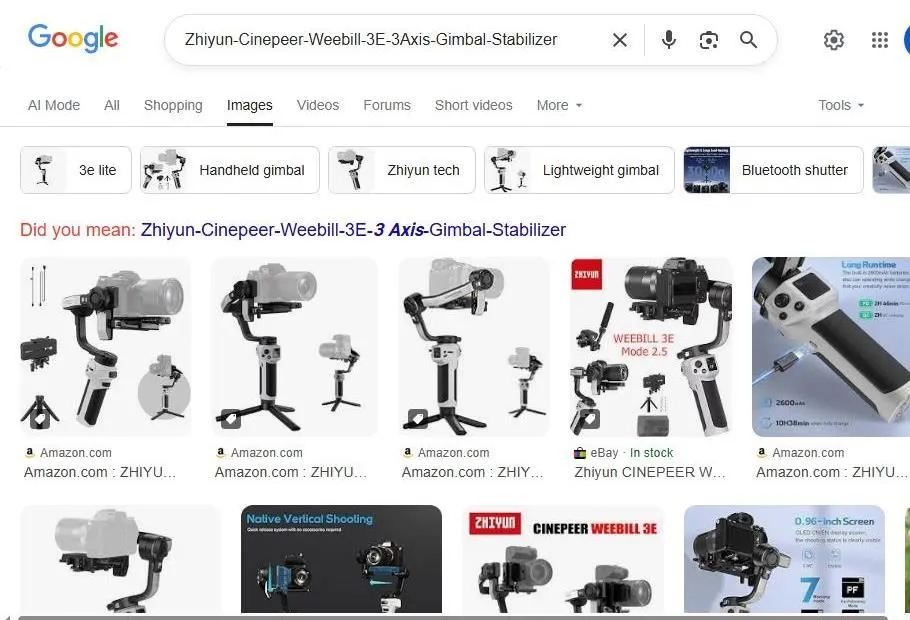 Zhiyun Cinepeer Weebill 3E Google Search Results