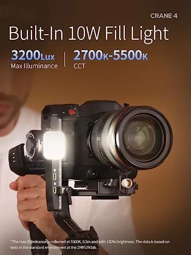 Zhiyun Crane 4 Gimbal Fill Light Features