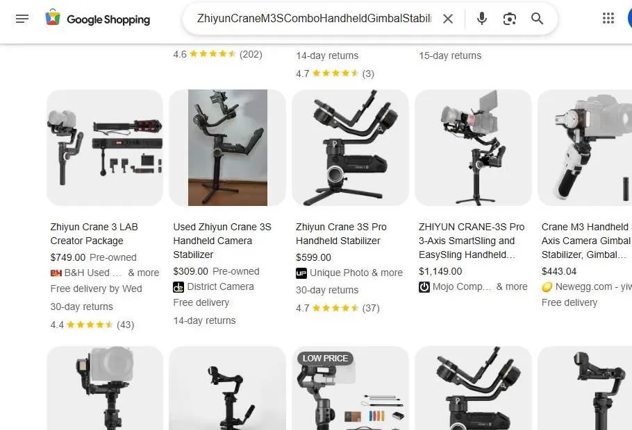 Zhiyun Crane Gimbal Search Results