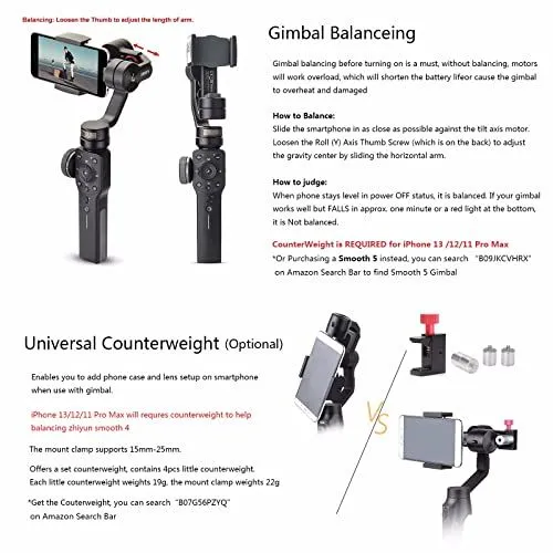 Zhiyun Smooth 4 Gimbal Balancing and Counterweight Guide