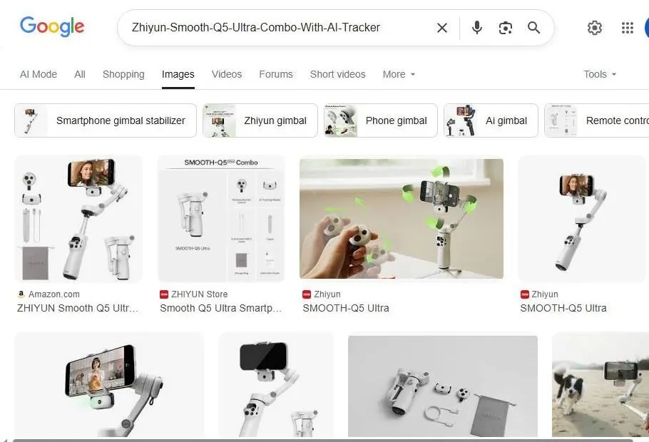 Zhiyun Smooth Q5 Ultra Google Search Results