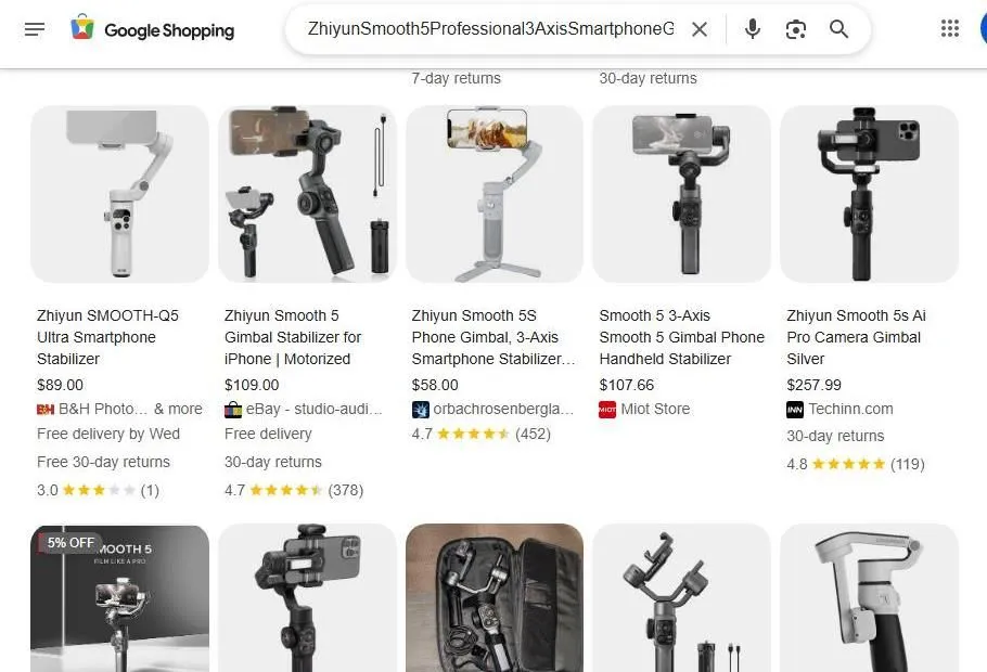 Zhiyun Smooth Smartphone Gimbal Search Results