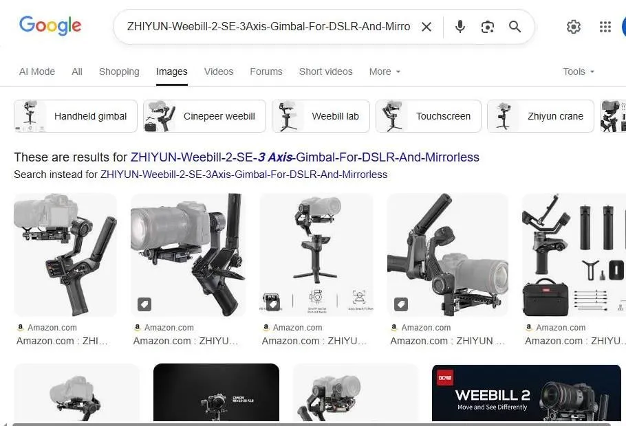 Zhiyun Weebill 2 SE Gimbal Google Search Results