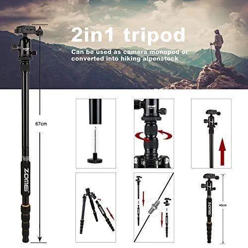 ZOMEI 2-in-1 Professional Camera Monopod and Hiking Alpenstock